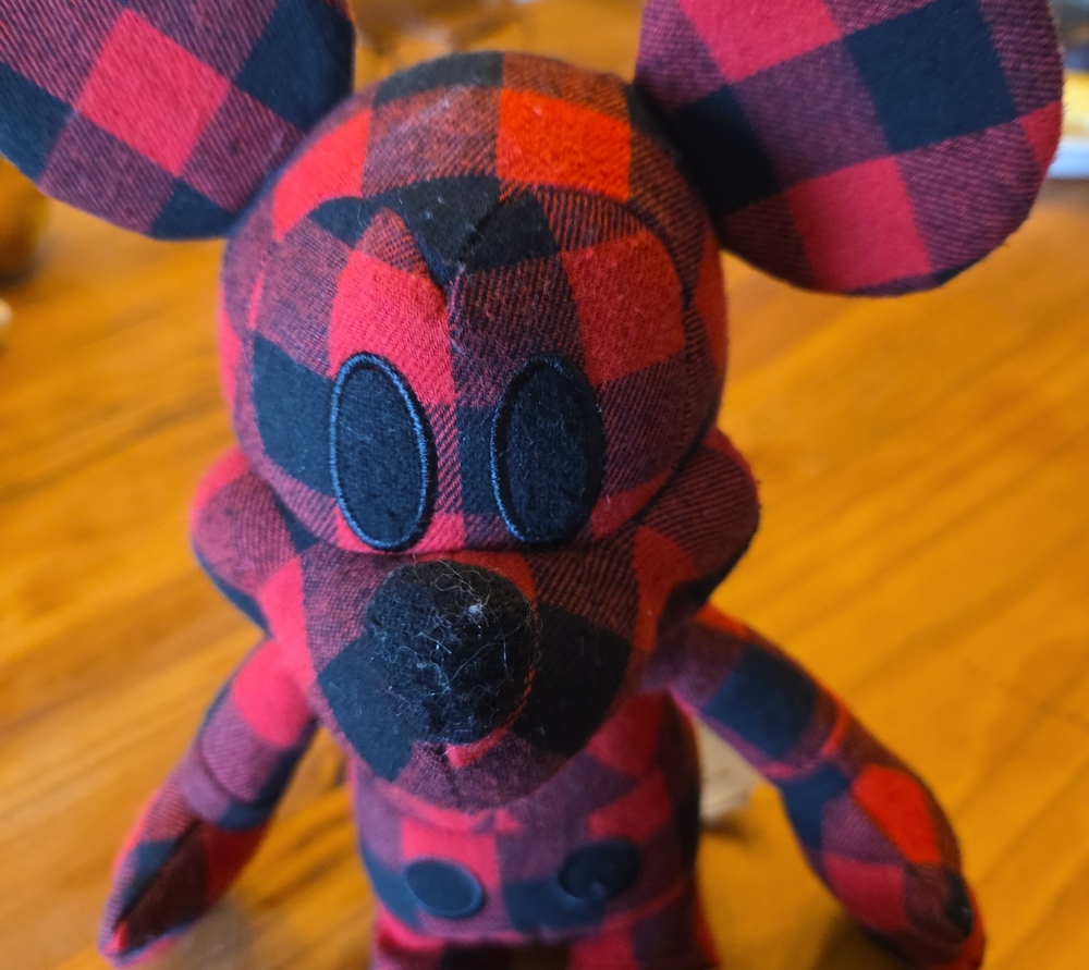 Disney,American Eagle Red and Black Buffalo Plaid Mickey Mouse Plush